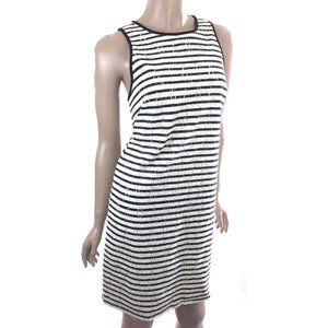 4 Collective Black & White Striped Lace Shift Dress Size 6 Sleeveless MSRP $273